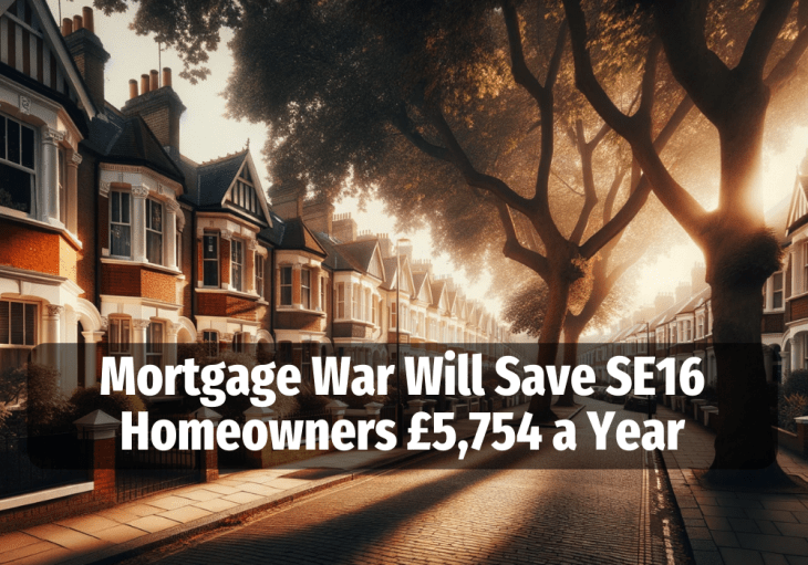 Mortgage War Will Save SE16 Homeowners £5,754 a Year.