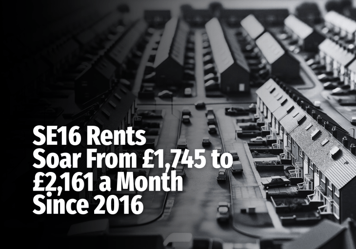 SE16 Rents Soar From £1,745 to £2,161 a Month Since 2016