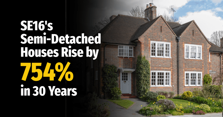 SE16’s Semi-Detached Houses Rise by 754% in 30 Years